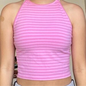 Brandy Melville Laura Pink Striped Halter Top 🩷🩷🩷